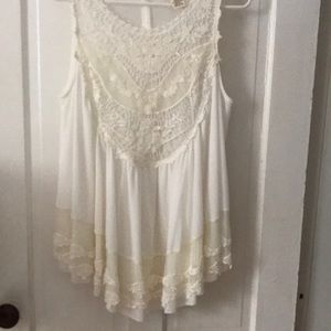 Indigo Thread Sleeveless Lace Flowy Top